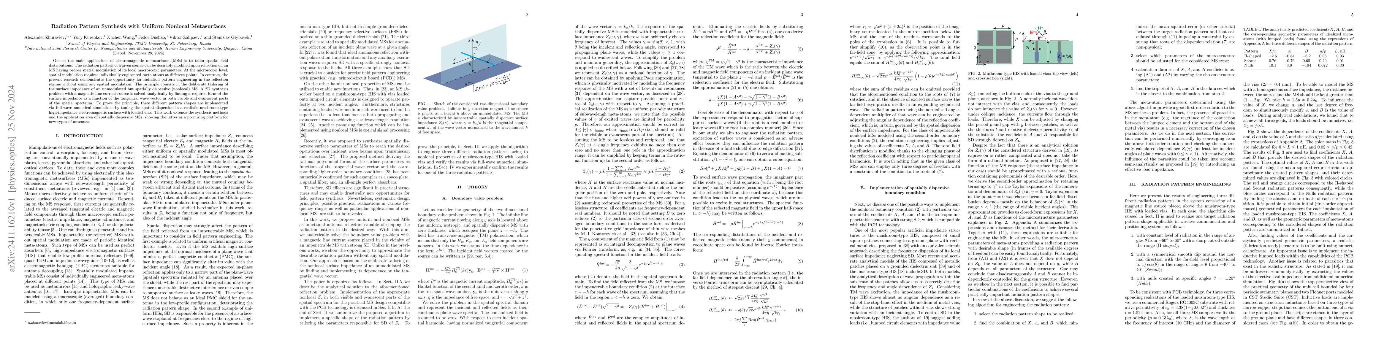 Thumbnail for Radiation Pattern Synthesis with Uniform Nonlocal Metasurfaces