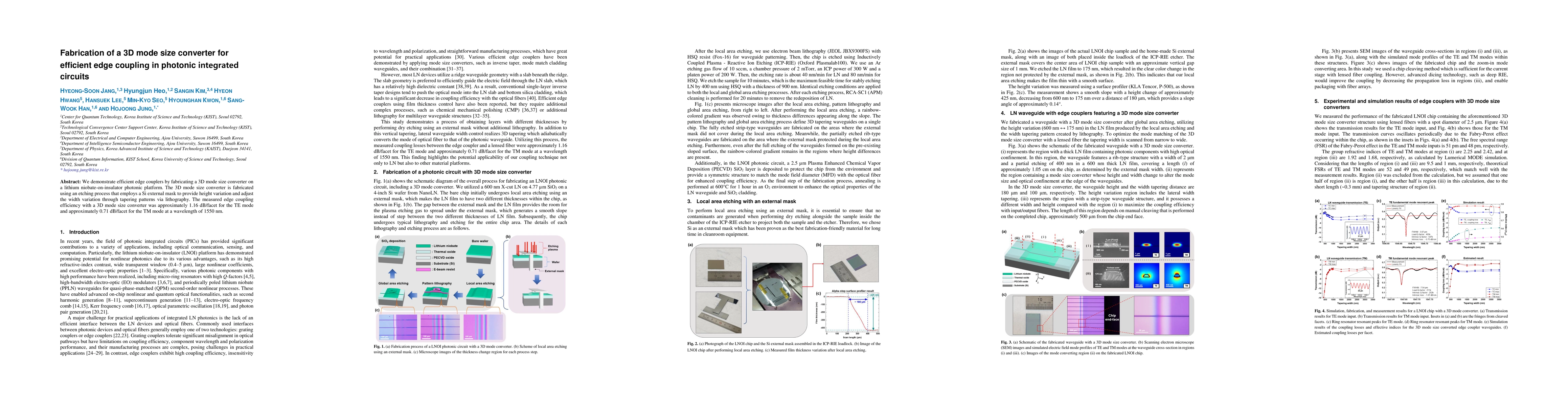 Thumbnail for Fabrication of a 3D mode size converter for efficient edge coupling in
  photonic integrated circuits