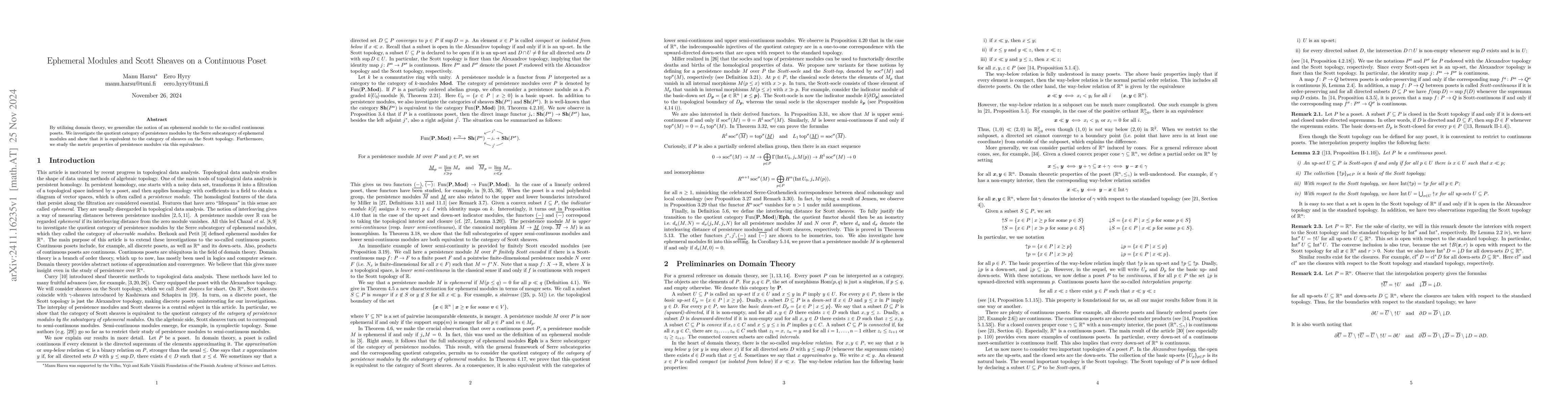 Thumbnail for Ephemeral Modules and Scott Sheaves on a Continuous Poset