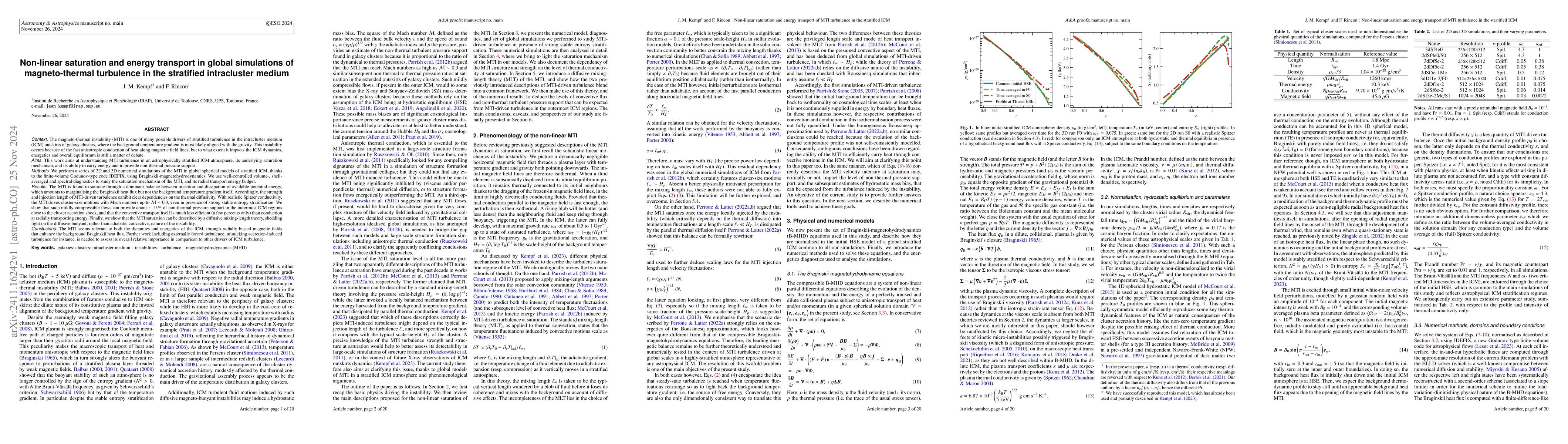 Thumbnail for Non-linear saturation and energy transport in global simulations of
  magneto-thermal turbulence in the stratified intracluster medium