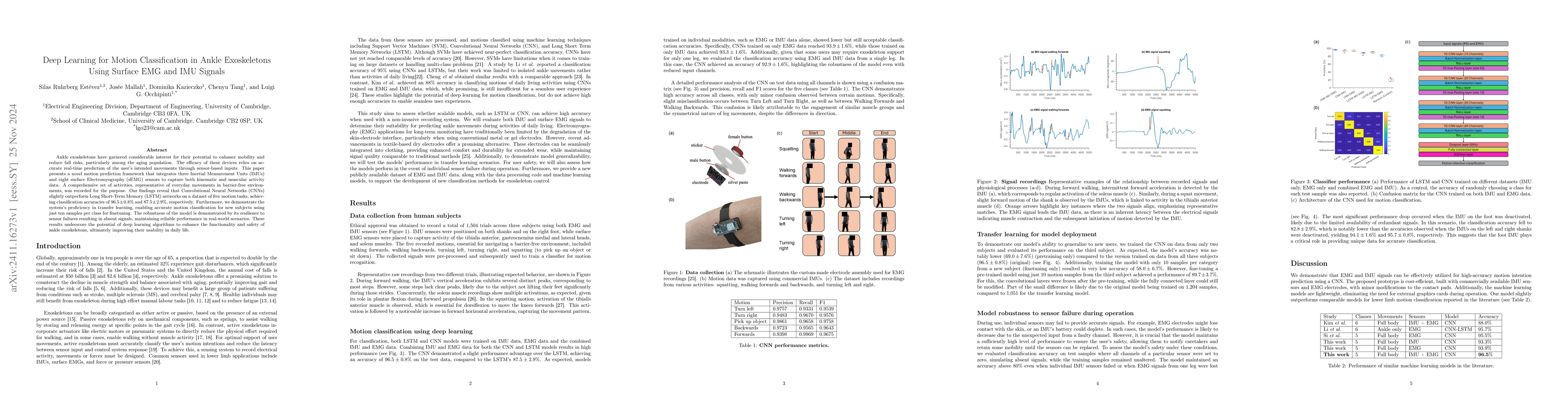 Thumbnail for Deep Learning for Motion Classification in Ankle Exoskeletons Using
  Surface EMG and IMU Signals