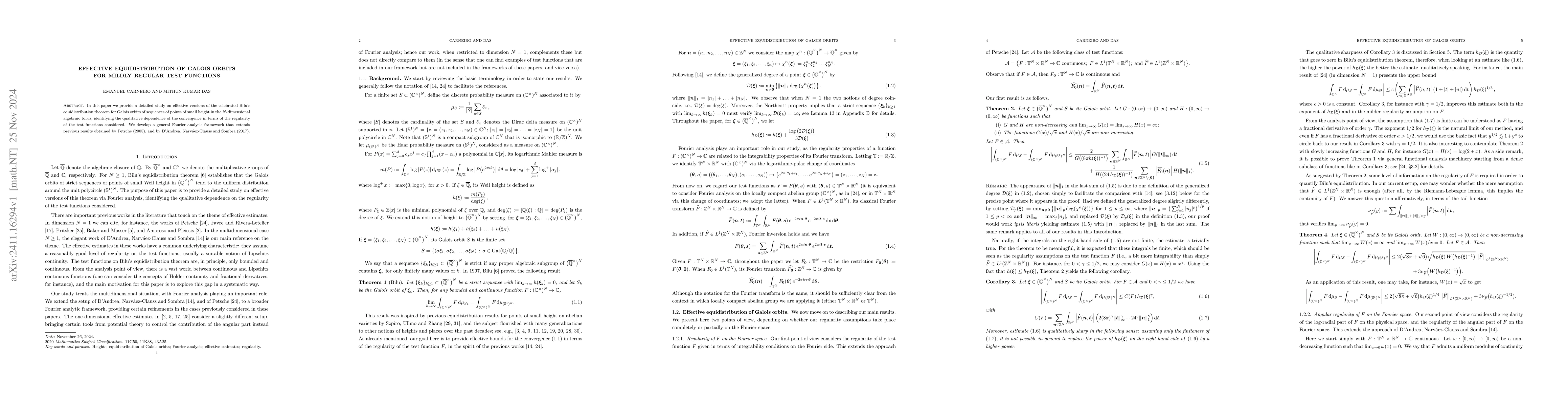 Thumbnail for Effective equidistribution of Galois orbits for mildly regular test
  functions