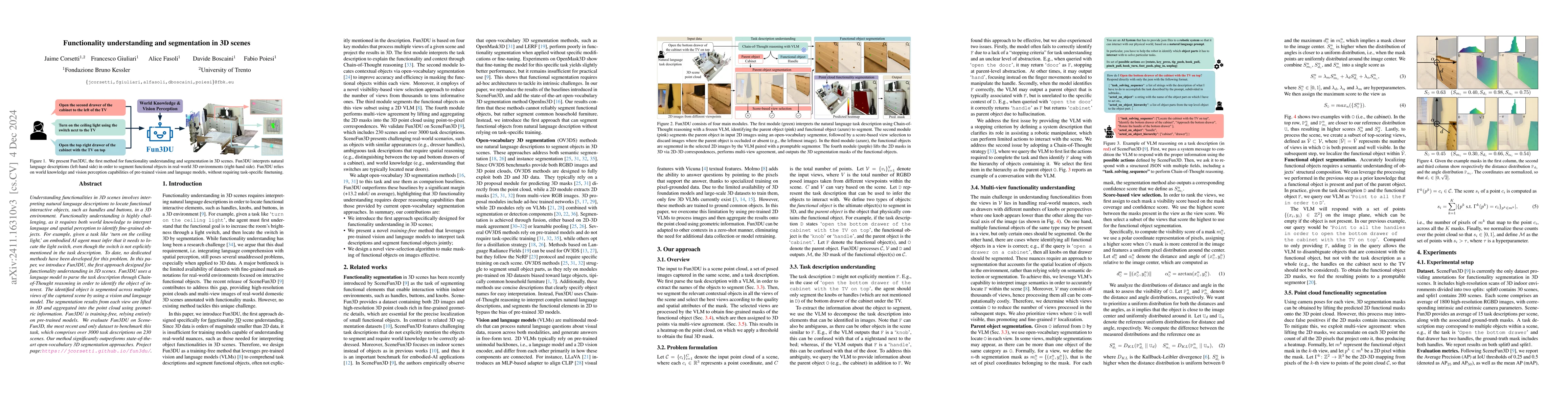 Thumbnail for Functionality understanding and segmentation in 3D scenes