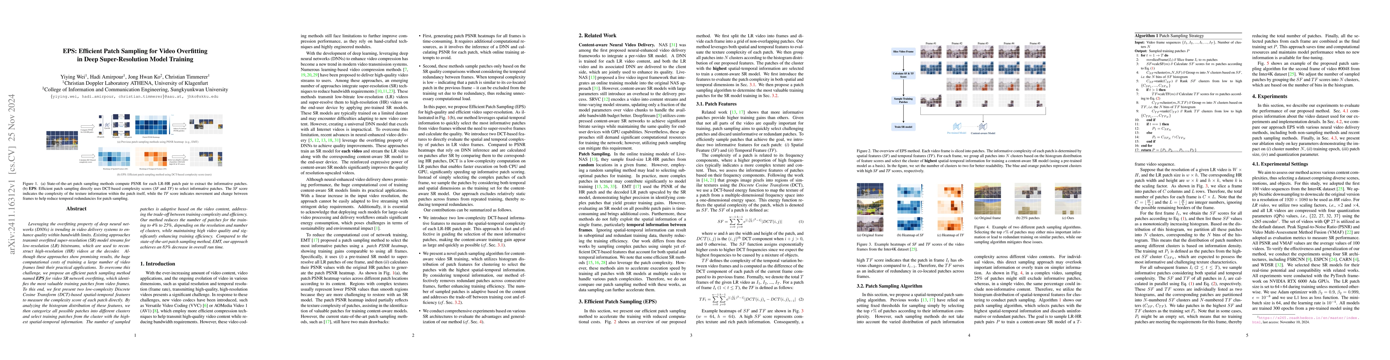 Thumbnail for EPS: Efficient Patch Sampling for Video Overfitting in Deep
  Super-Resolution Model Training