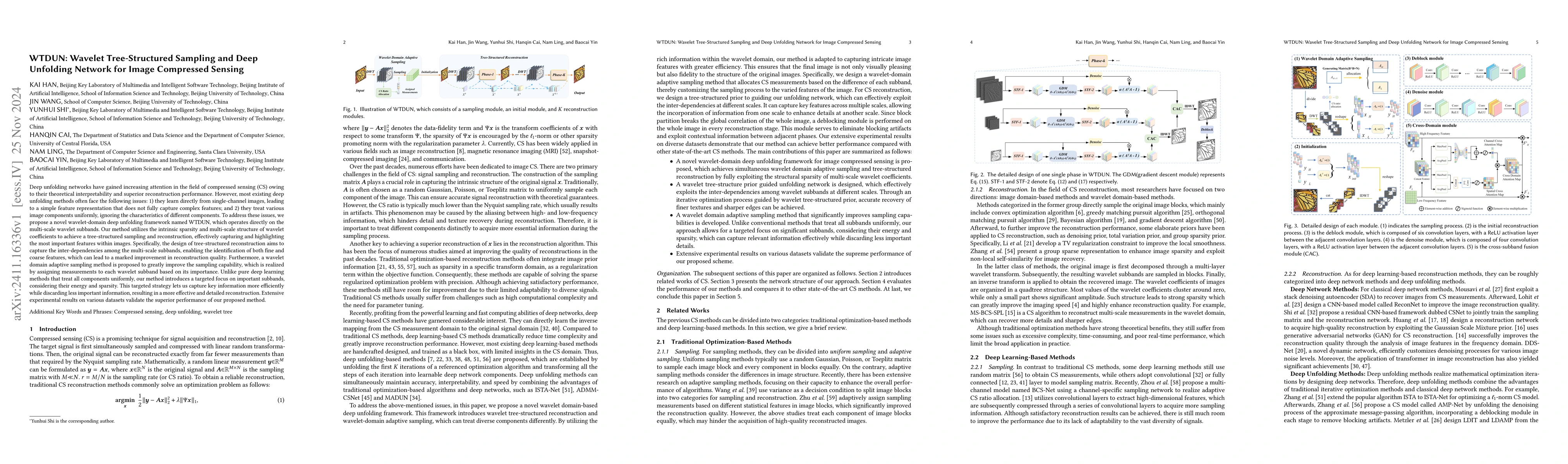 Thumbnail for WTDUN: Wavelet Tree-Structured Sampling and Deep Unfolding Network for
  Image Compressed Sensing