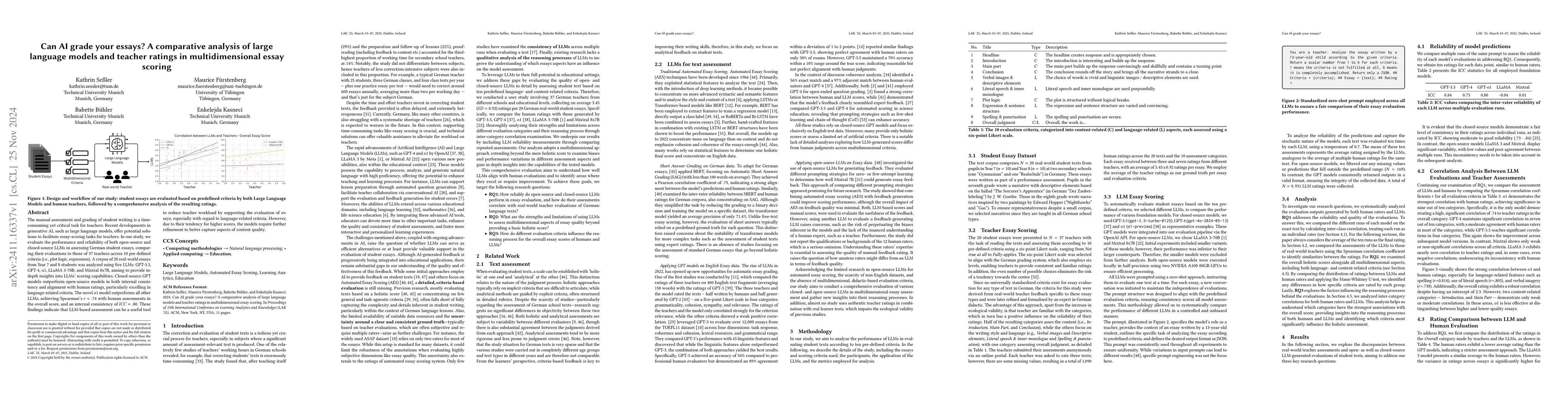 Thumbnail for Can AI grade your essays? A comparative analysis of large language
  models and teacher ratings in multidimensional essay scoring
