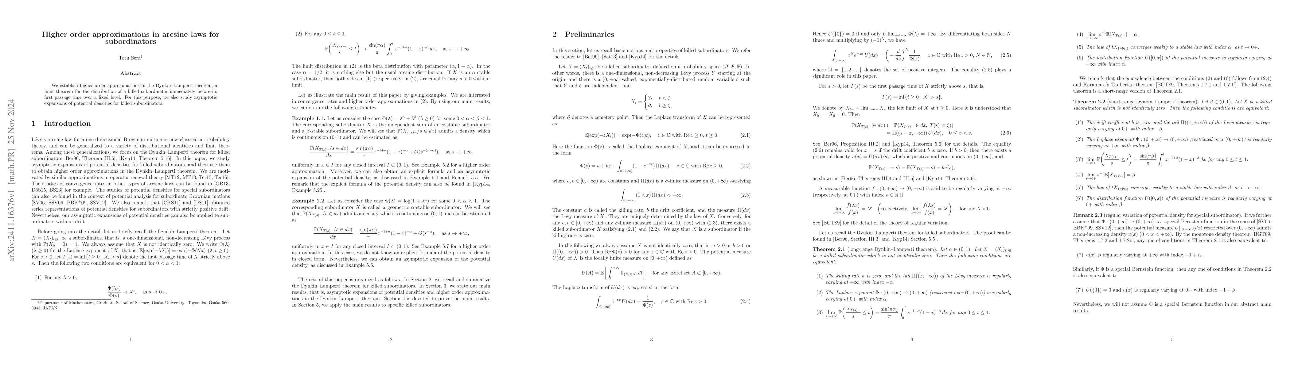 Thumbnail for Higher order approximations in arcsine laws for subordinators