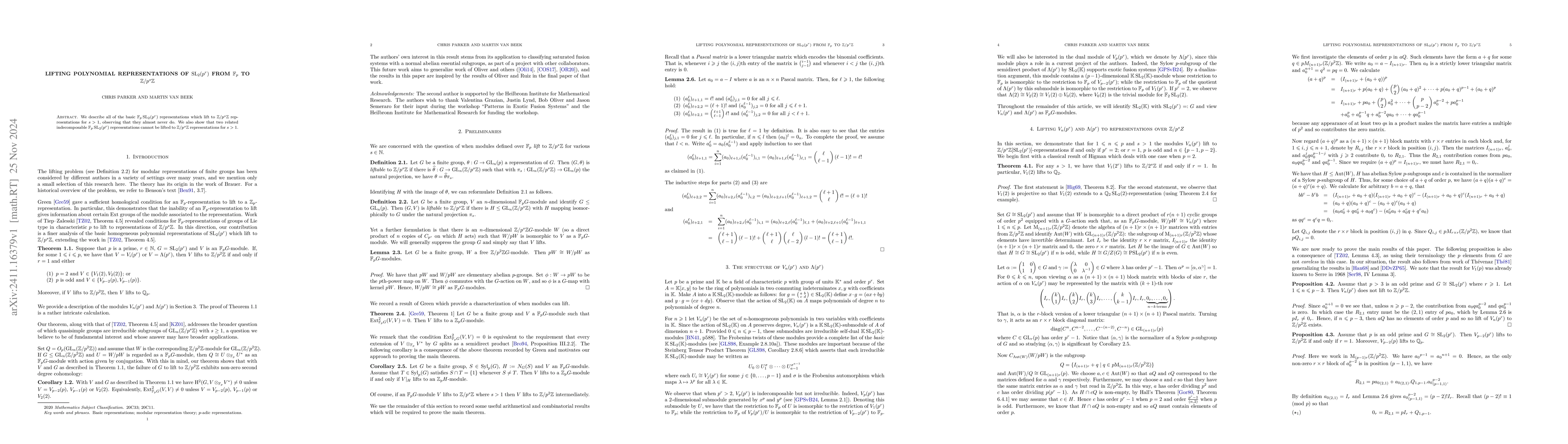 Thumbnail for Lifting Polynomial Representations of $\mathrm{SL}_2(p^r)$ from
  $\mathbb{F}_p$ to $\mathbb{Z}/p^s\mathbb{Z}$