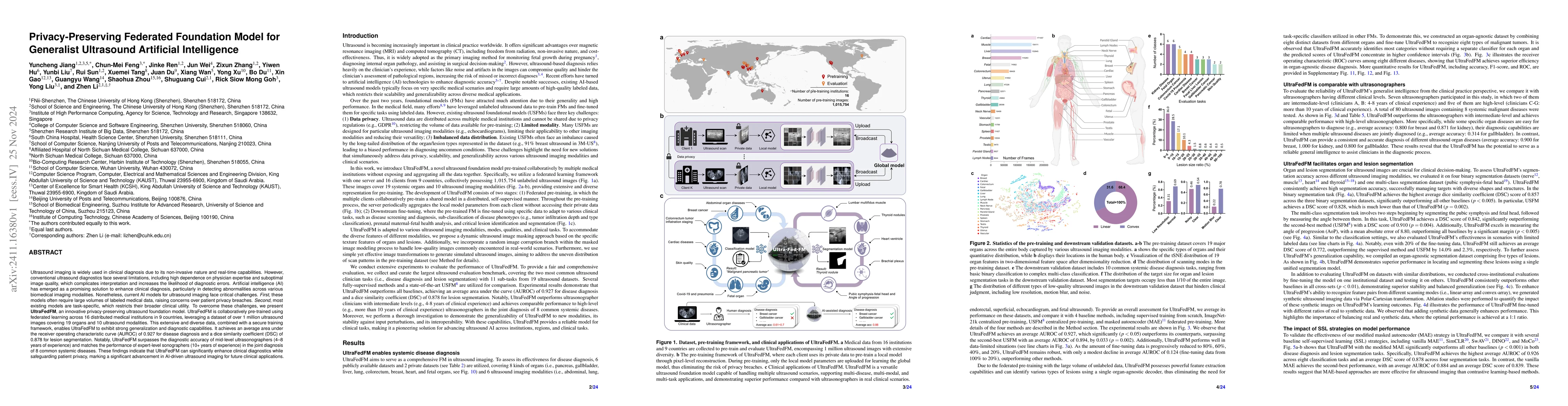 Thumbnail for Privacy-Preserving Federated Foundation Model for Generalist Ultrasound
  Artificial Intelligence