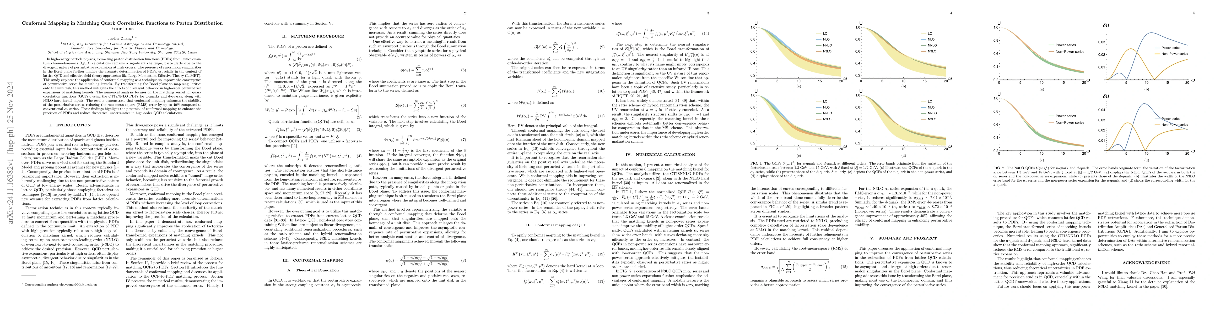 Thumbnail for Conformal Mapping in Matching Quark Correlation Functions to Parton
  Distribution Functions