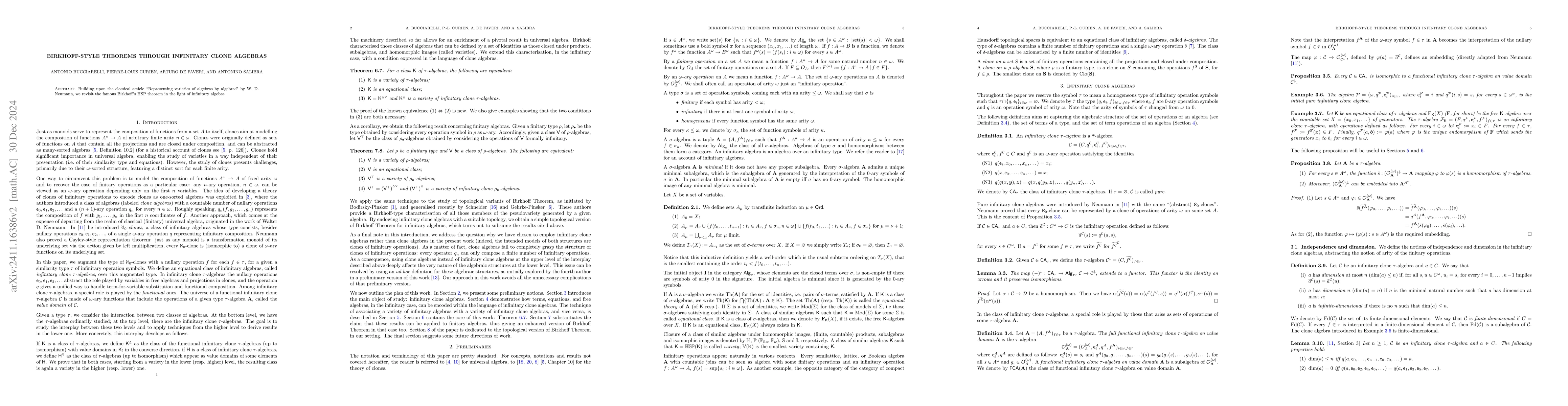 Thumbnail for Birkhoff-style Theorems Through Infinitary Clone Algebras