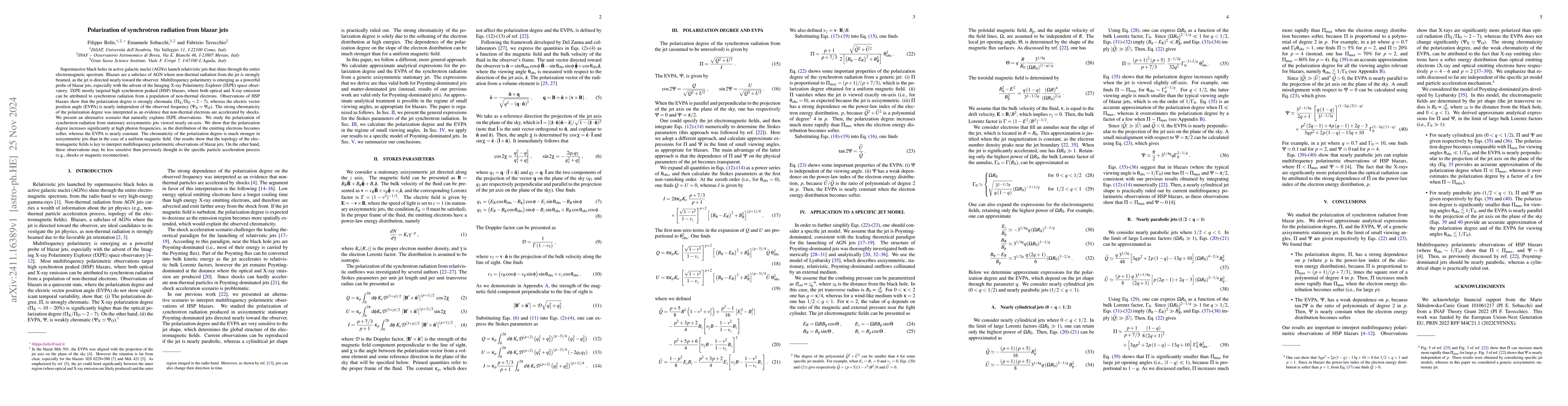 Thumbnail for Polarization of synchrotron radiation from blazar jets