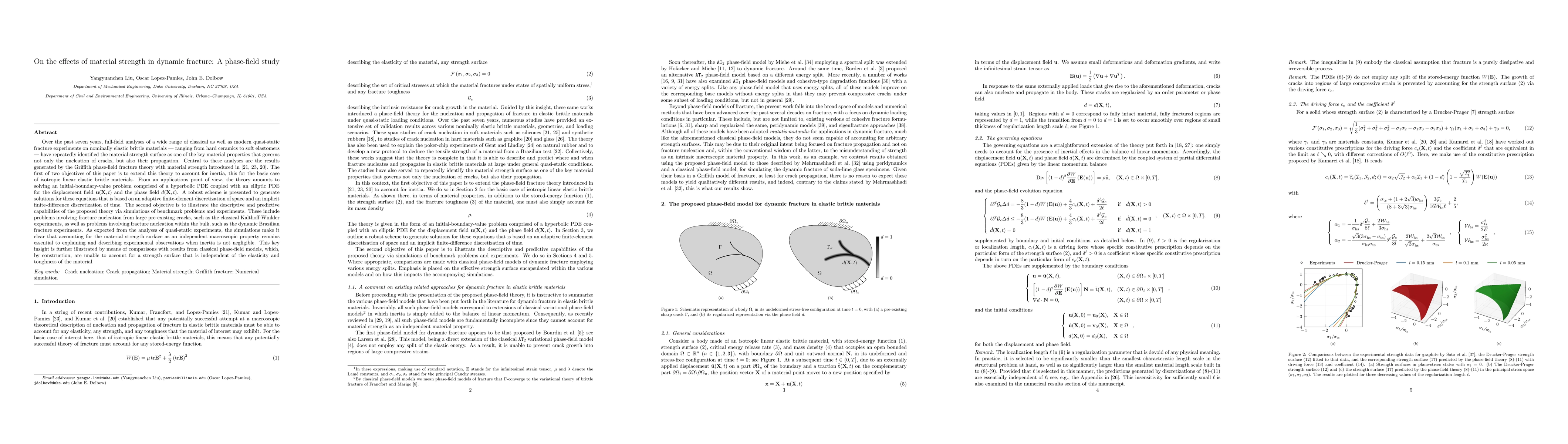 Thumbnail for On the effects of material strength in dynamic fracture: A phase-field
  study
