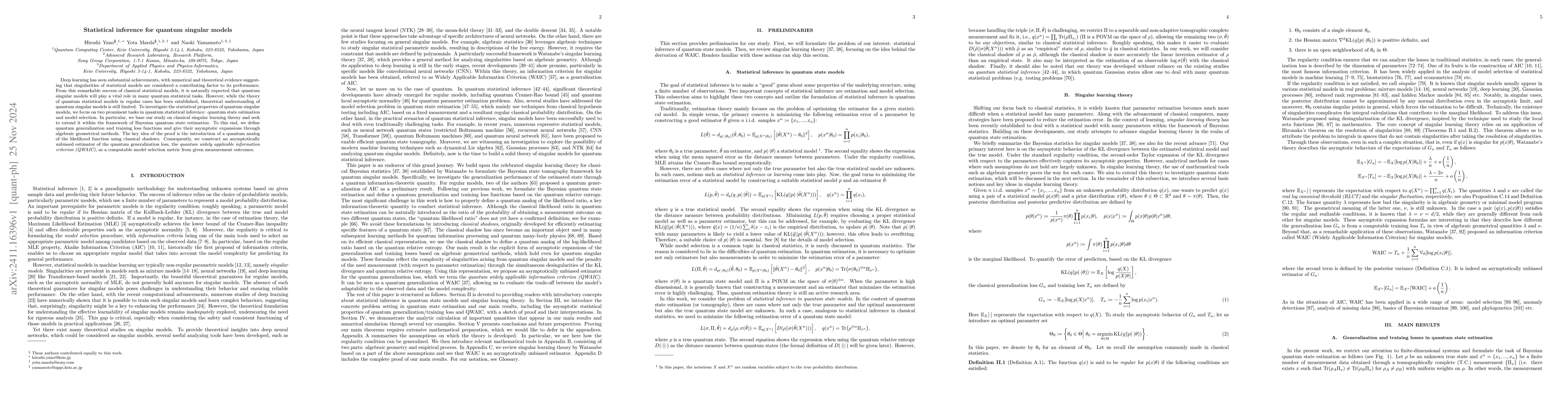 Thumbnail for Statistical inference for quantum singular models