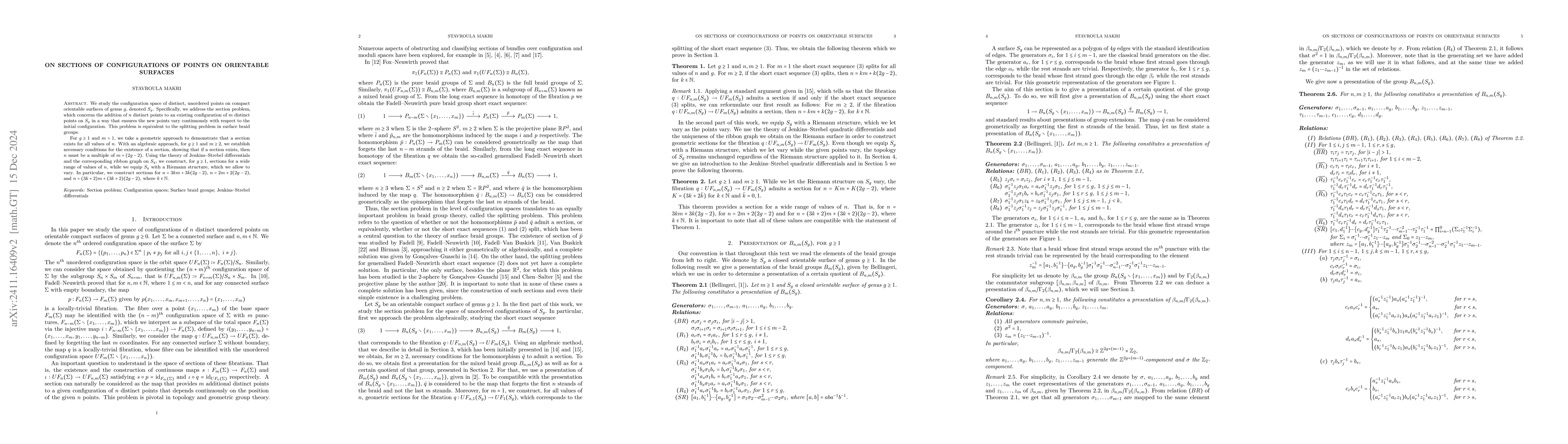 Thumbnail for On sections of configurations of points on orientable surfaces