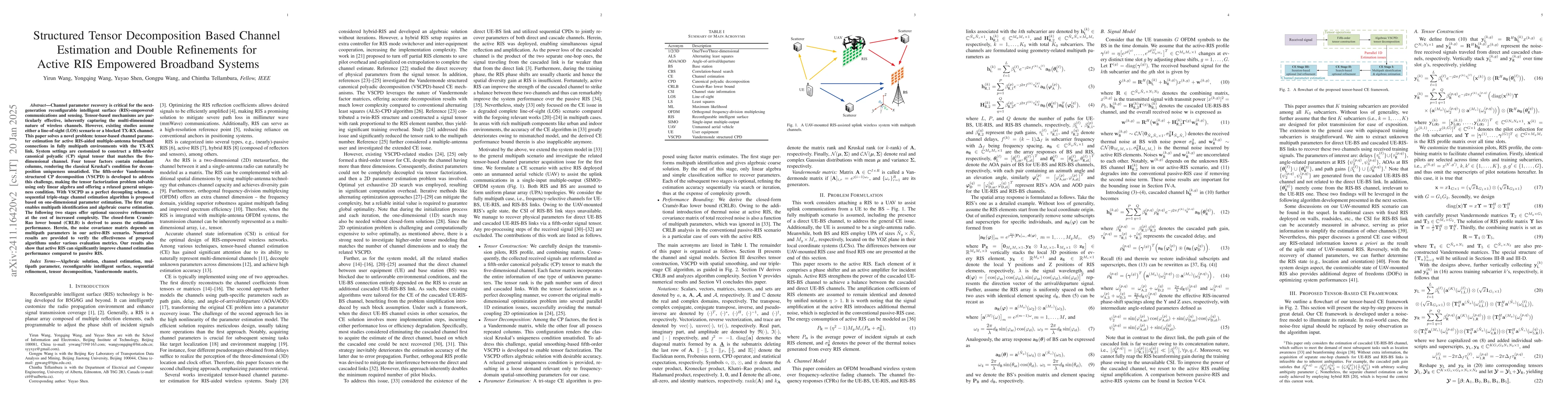Thumbnail for Structured Tensor Decomposition Based Channel Estimation and Double
  Refinements for Active RIS Empowered Broadband Systems