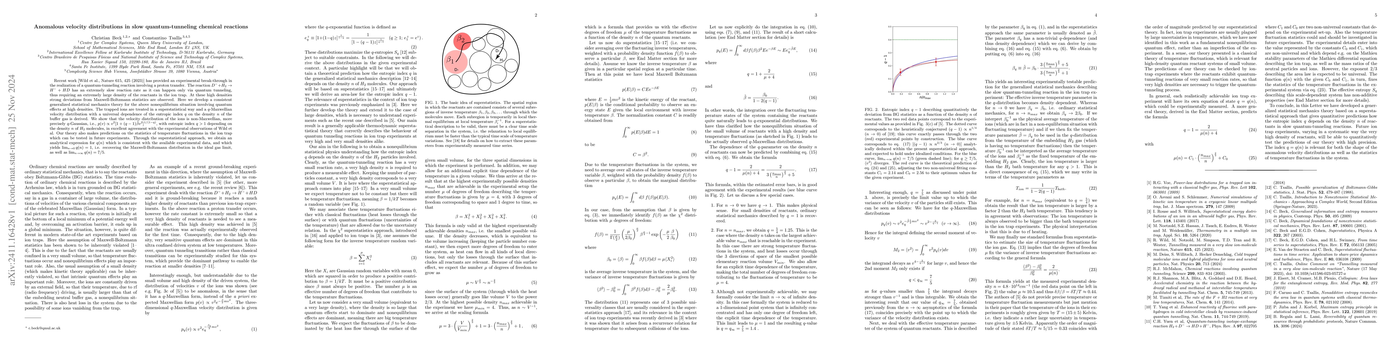 Thumbnail for Anomalous velocity distributions in slow quantum-tunneling chemical
  reactions