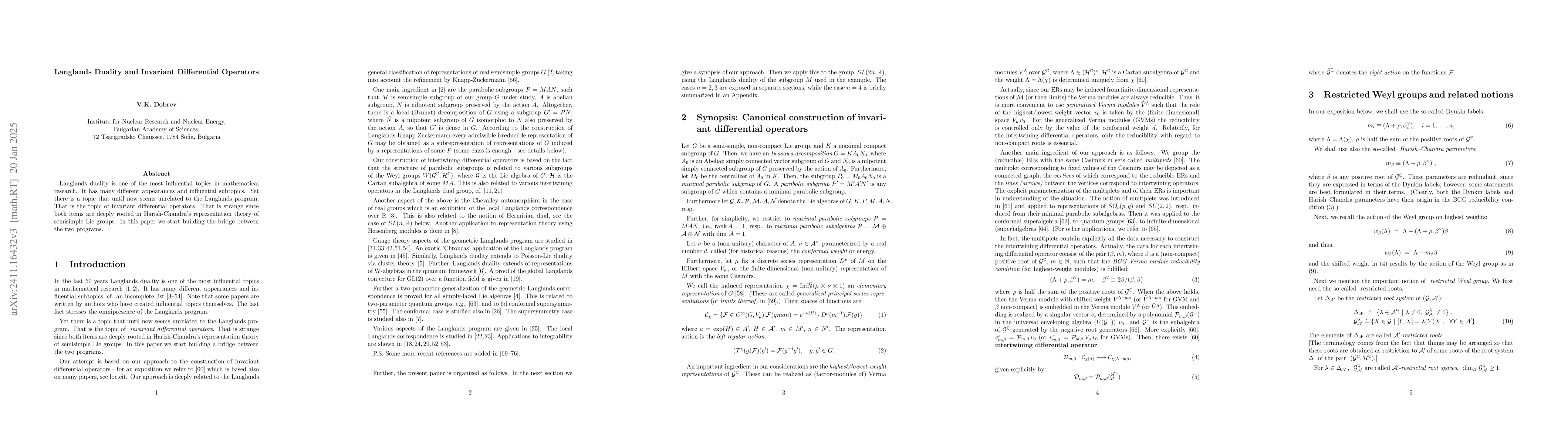 Thumbnail for Langlands Duality and Invariant Differential Operators