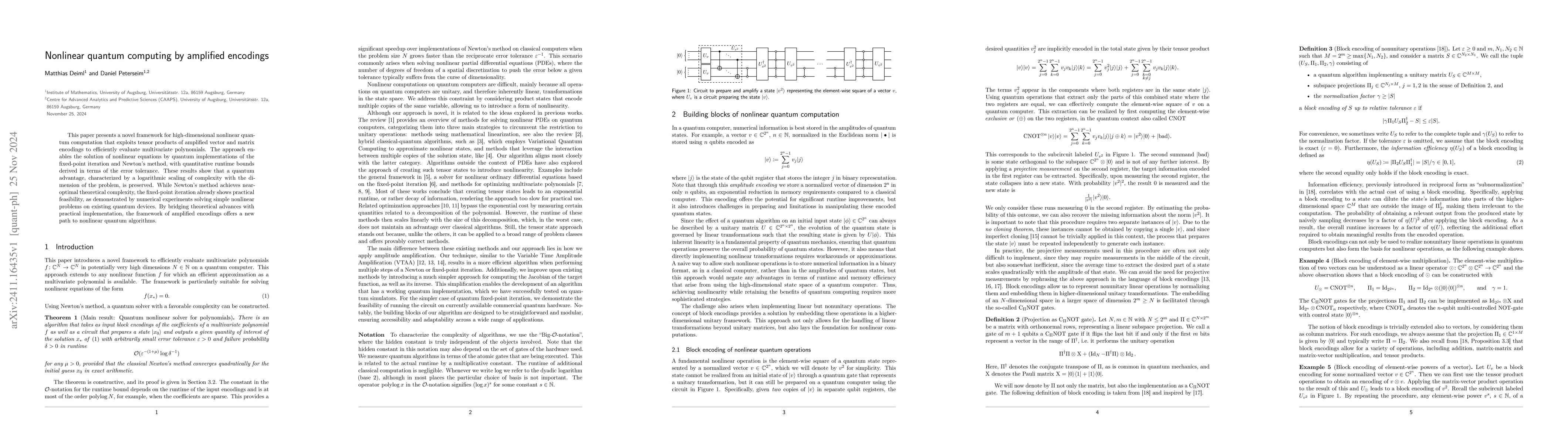 Thumbnail for Nonlinear quantum computing by amplified encodings