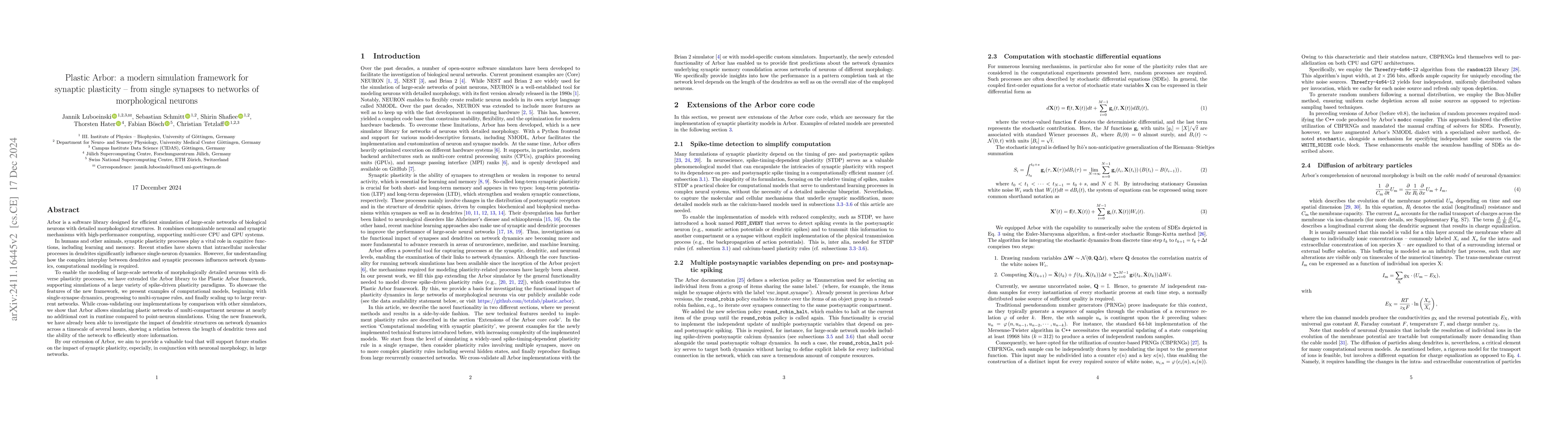 Thumbnail for Plastic Arbor: a modern simulation framework for synaptic plasticity
  $\unicode{x2013}$ from single synapses to networks of morphological neurons