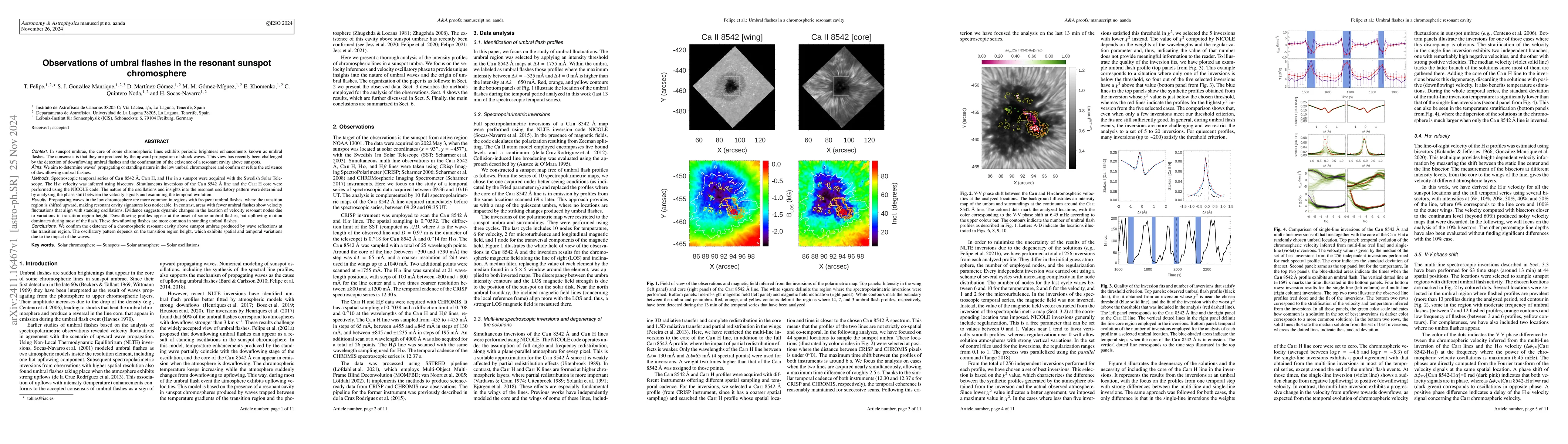 Thumbnail for Observations of umbral flashes in the resonant sunspot chromosphere