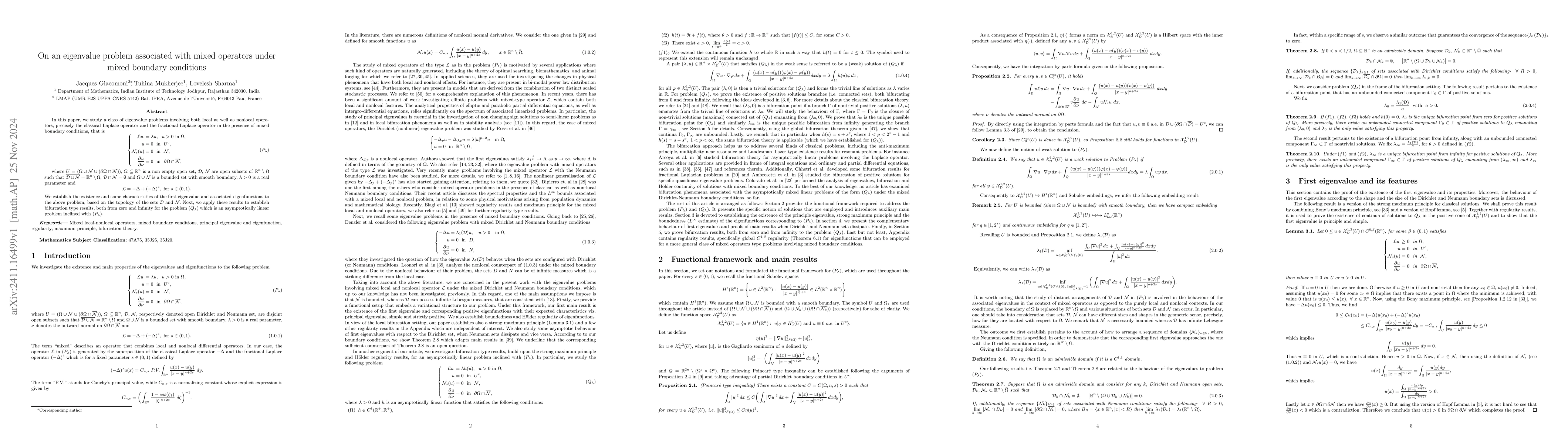 Thumbnail for On an eigenvalue problem associated with mixed operators under mixed
  boundary conditions