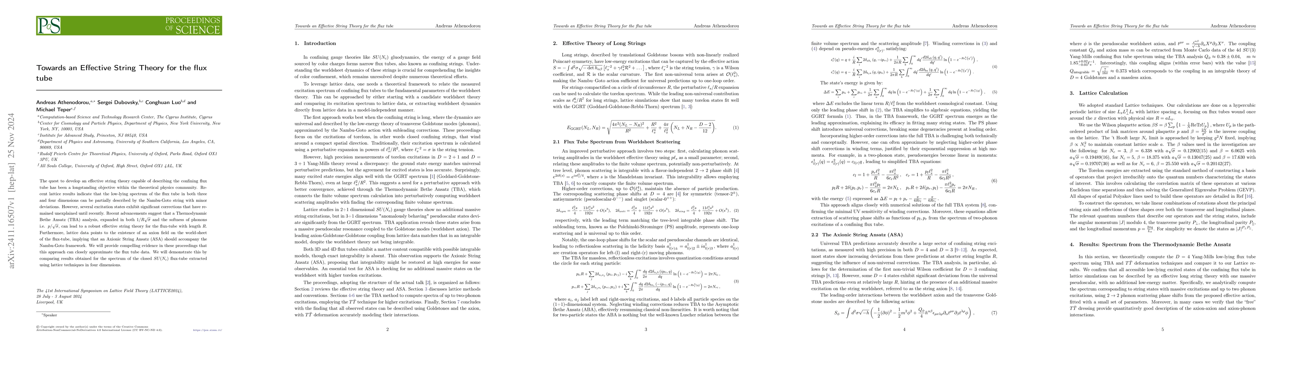 Thumbnail for Towards an Effective String Theory for the flux tube