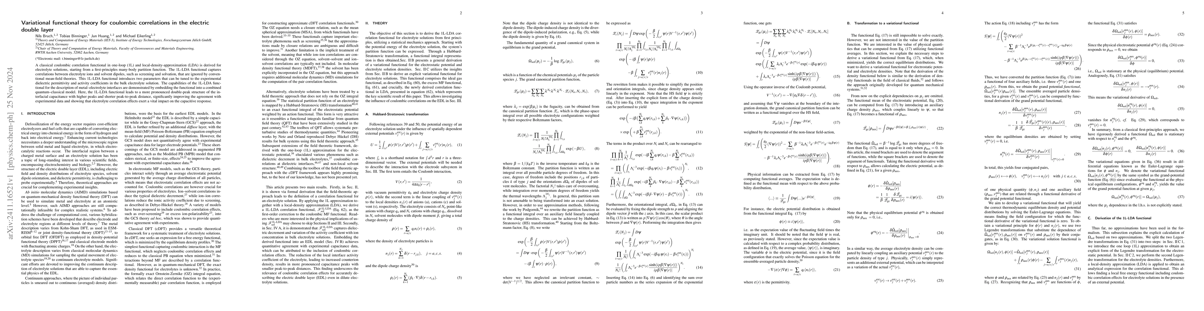 Thumbnail for Variational functional theory for coulombic correlations in the electric
  double layer