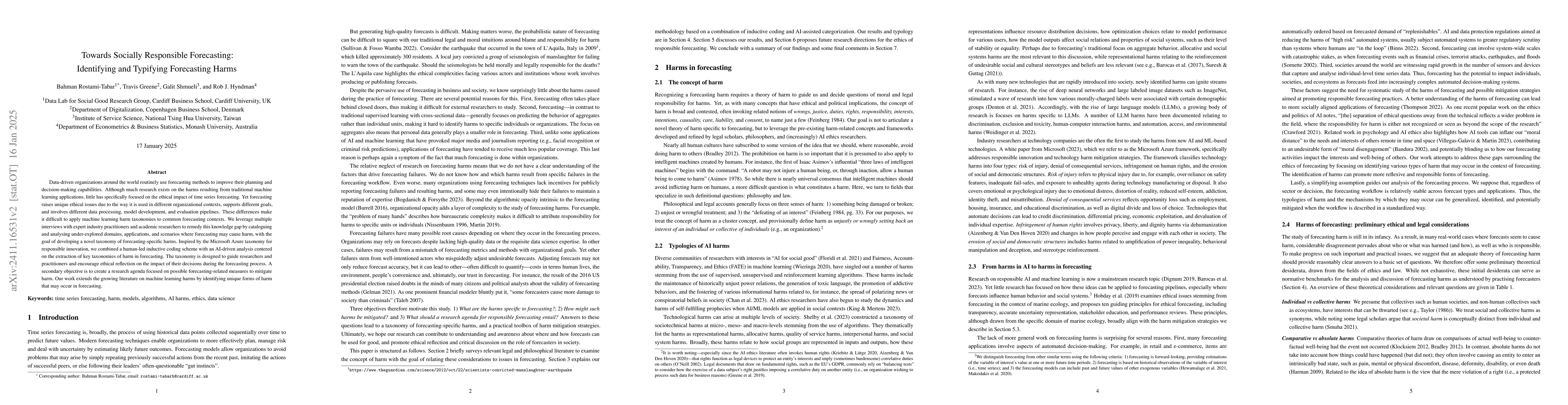 Thumbnail for Responsible forecasting: identifying and typifying forecasting harms