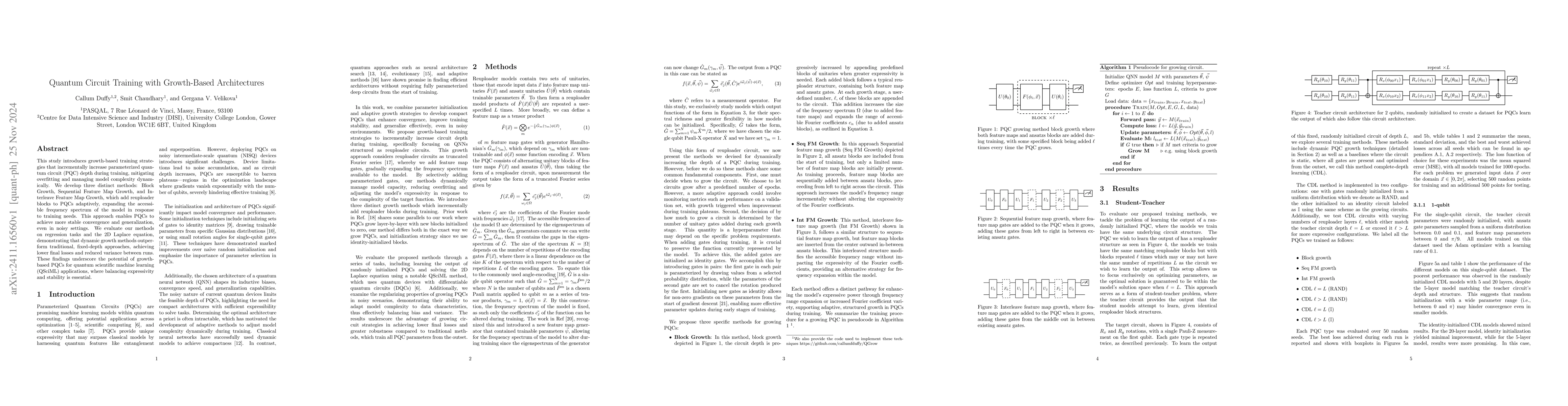 Thumbnail for Quantum Circuit Training with Growth-Based Architectures