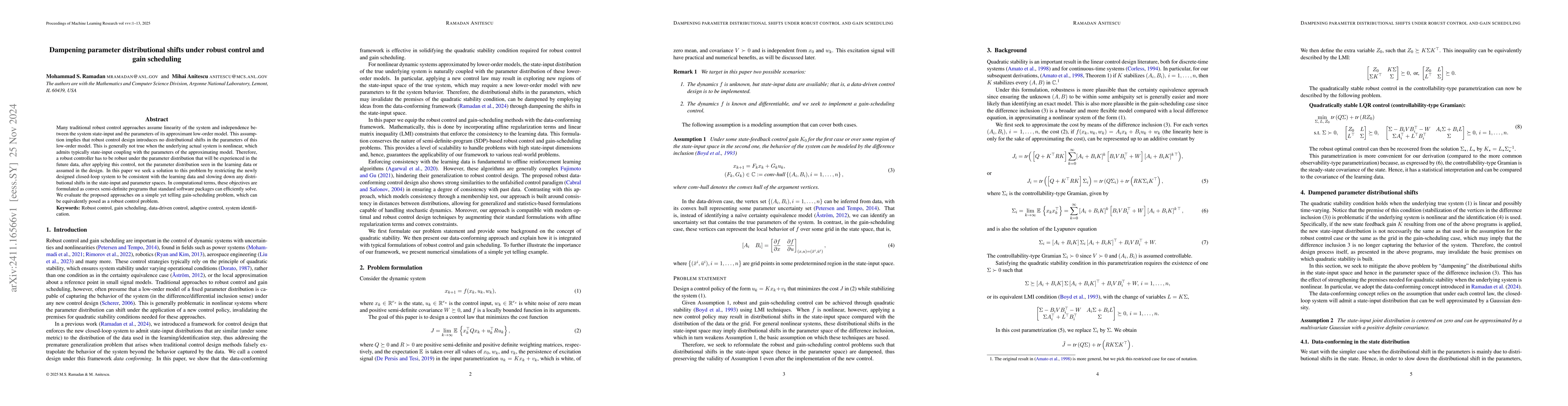 Thumbnail for Dampening parameter distributional shifts under robust control and gain
  scheduling
