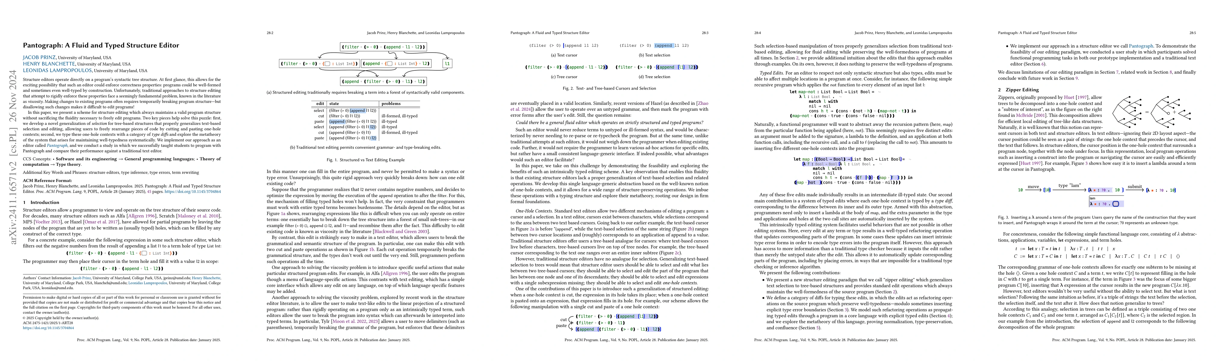 Thumbnail for Pantograph: A Fluid and Typed Structure Editor
