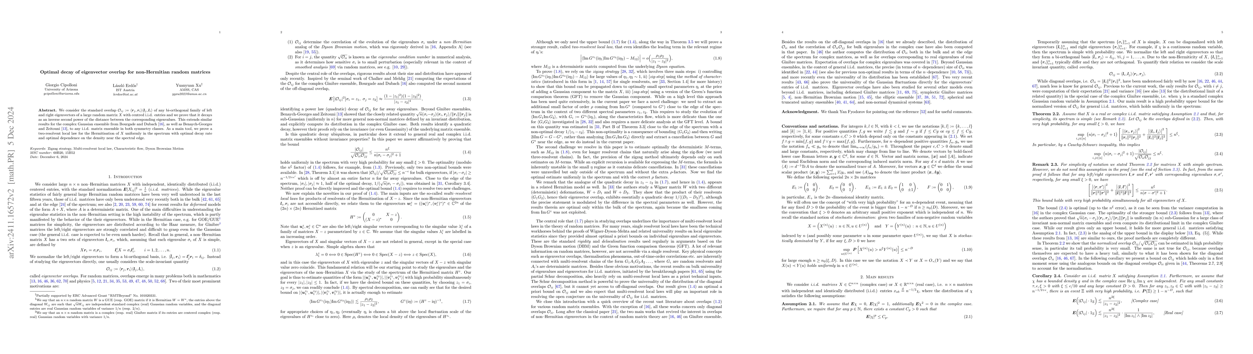 Thumbnail for Optimal decay of eigenvector overlap for non-Hermitian random matrices