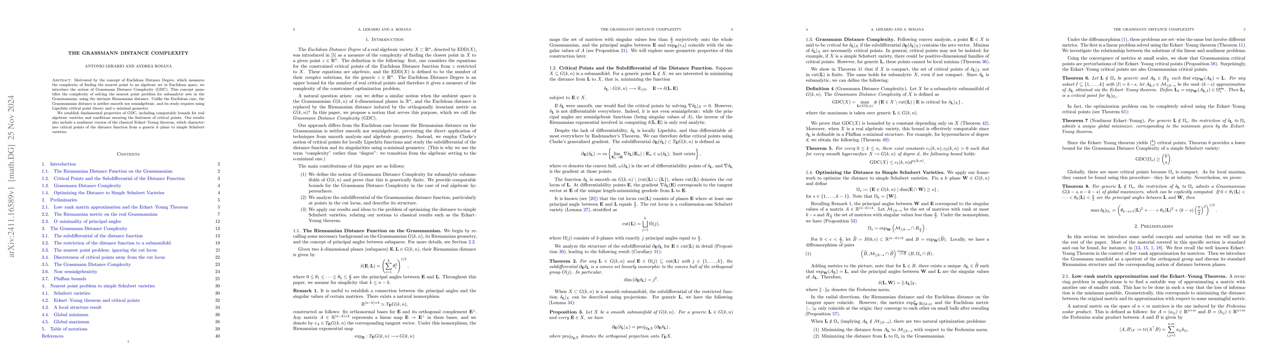 Thumbnail for The Grassmann distance complexity