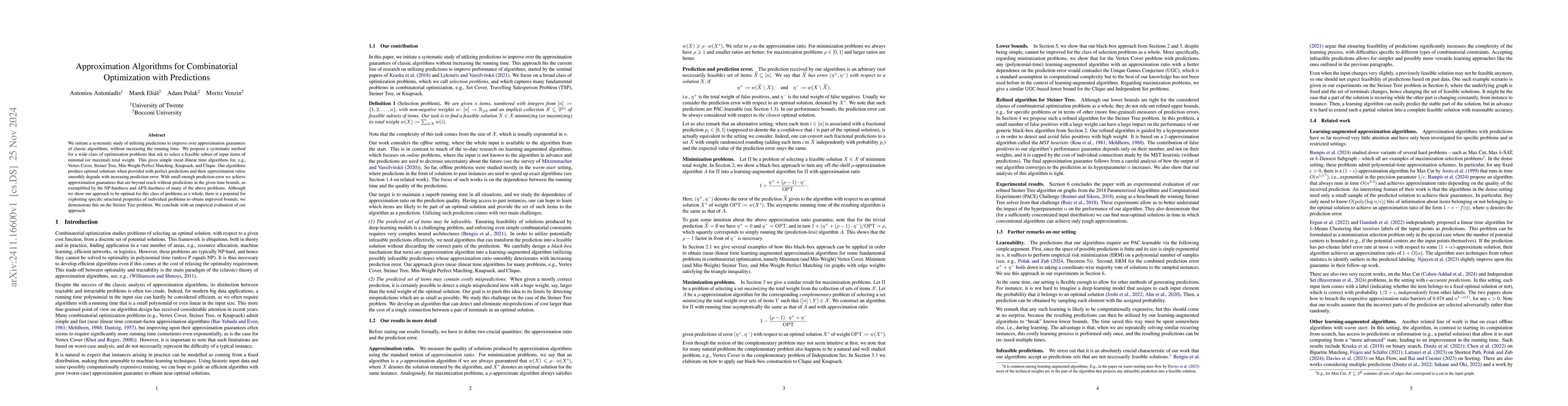 Thumbnail for Approximation Algorithms for Combinatorial Optimization with Predictions