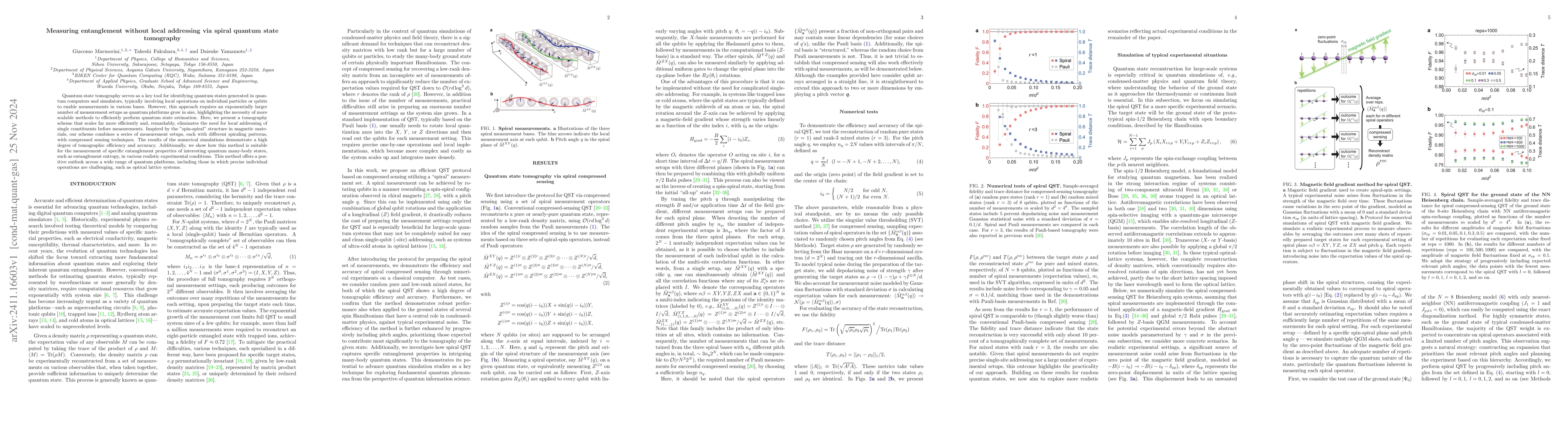Thumbnail for Measuring entanglement without local addressing via spiral quantum state
  tomography