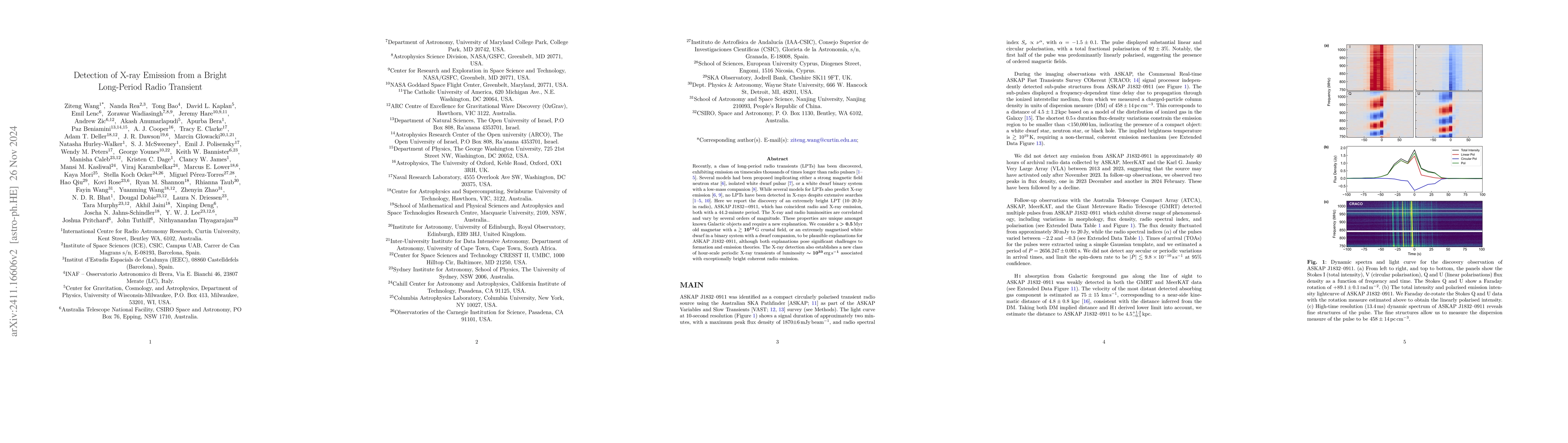 Thumbnail for Detection of X-ray Emission from a Bright Long-Period Radio Transient