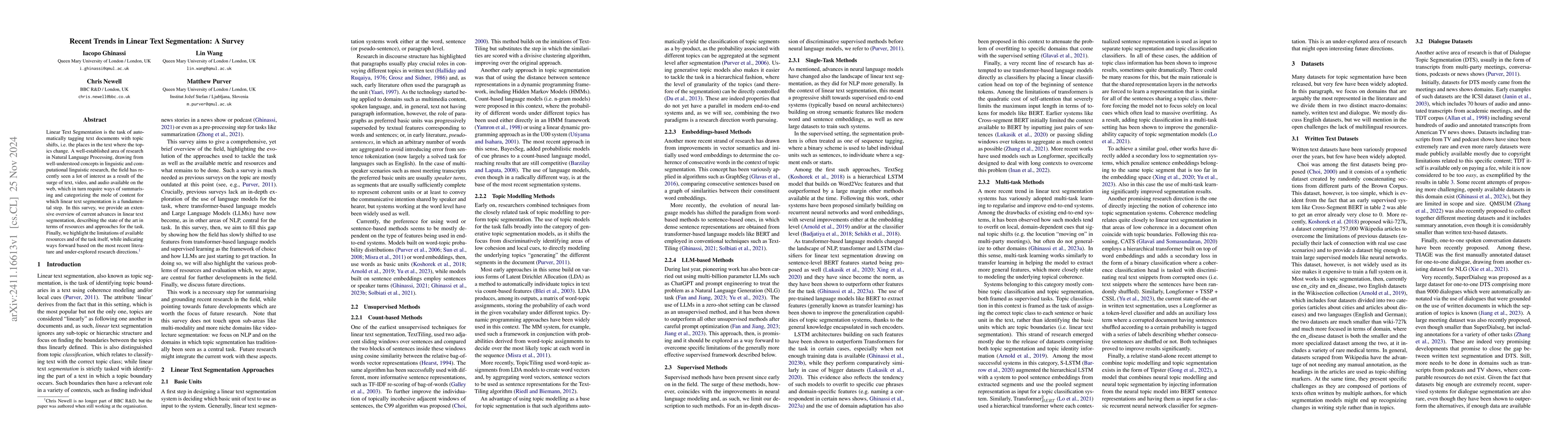 Thumbnail for Recent Trends in Linear Text Segmentation: a Survey