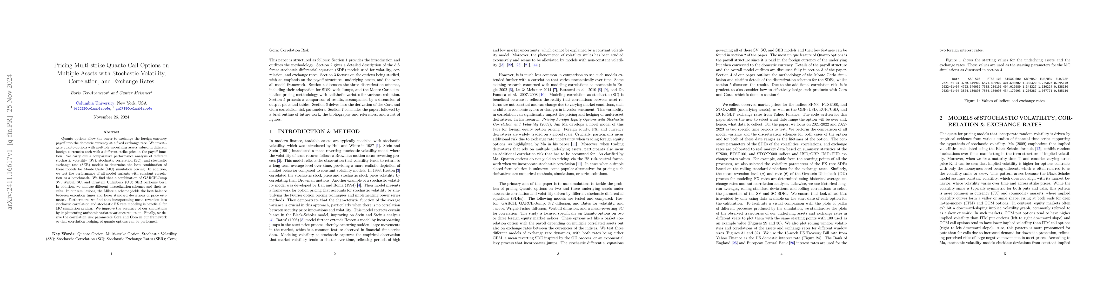 Thumbnail for Pricing Multi-strike Quanto Call Options on Multiple Assets with
  Stochastic Volatility, Correlation, and Exchange Rates