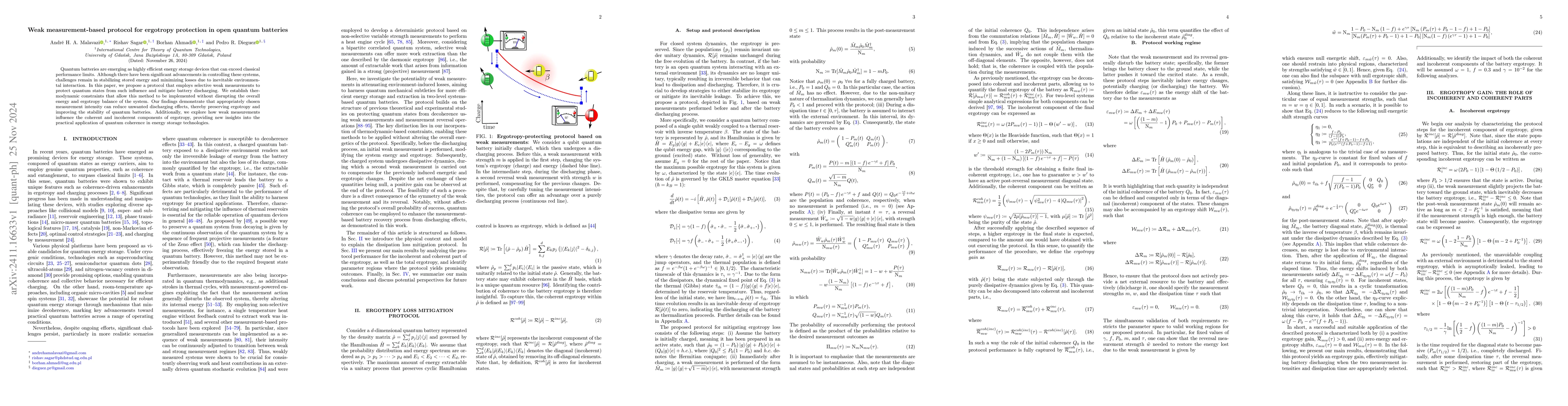 Thumbnail for Weak measurement-based protocol for ergotropy protection in open quantum
  batteries