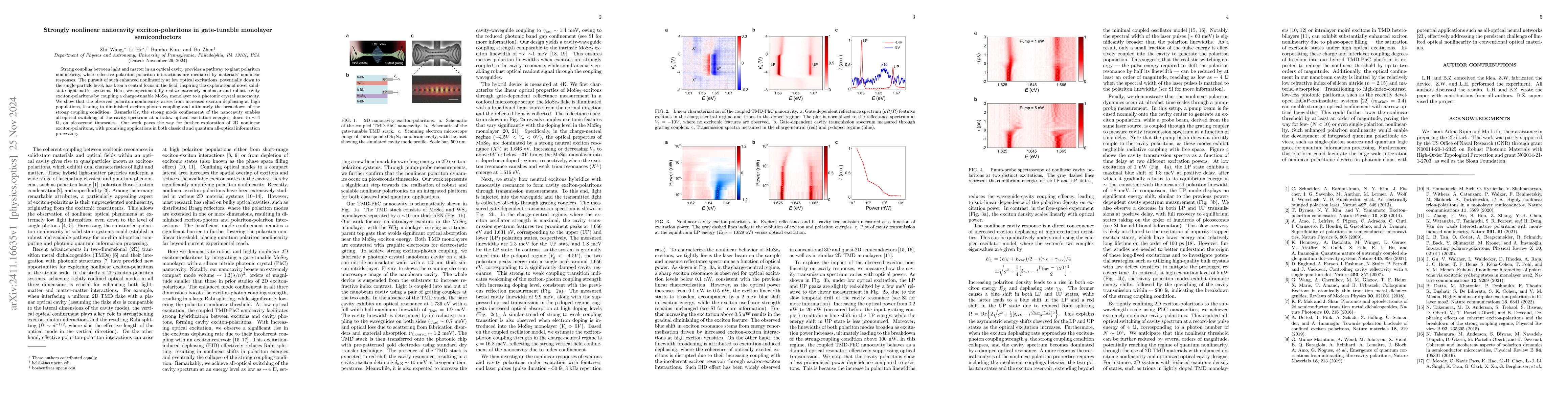 Thumbnail for Strongly nonlinear nanocavity exciton-polaritons in gate-tunable
  monolayer semiconductors