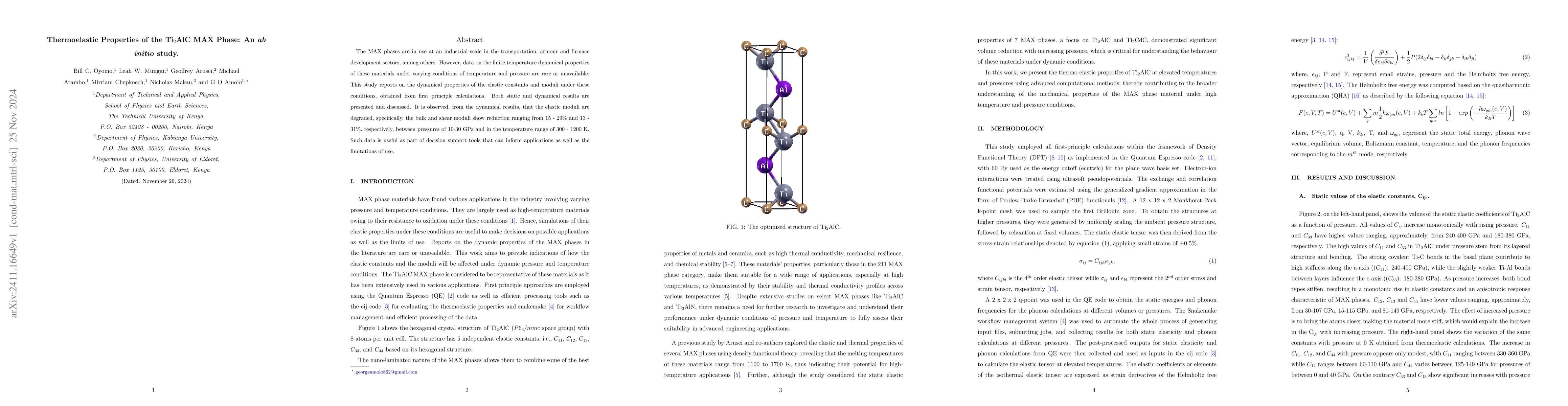 Thumbnail for Thermoelastic Properties Of The Ti2AlC MAX Phase: An Ab Initio Study