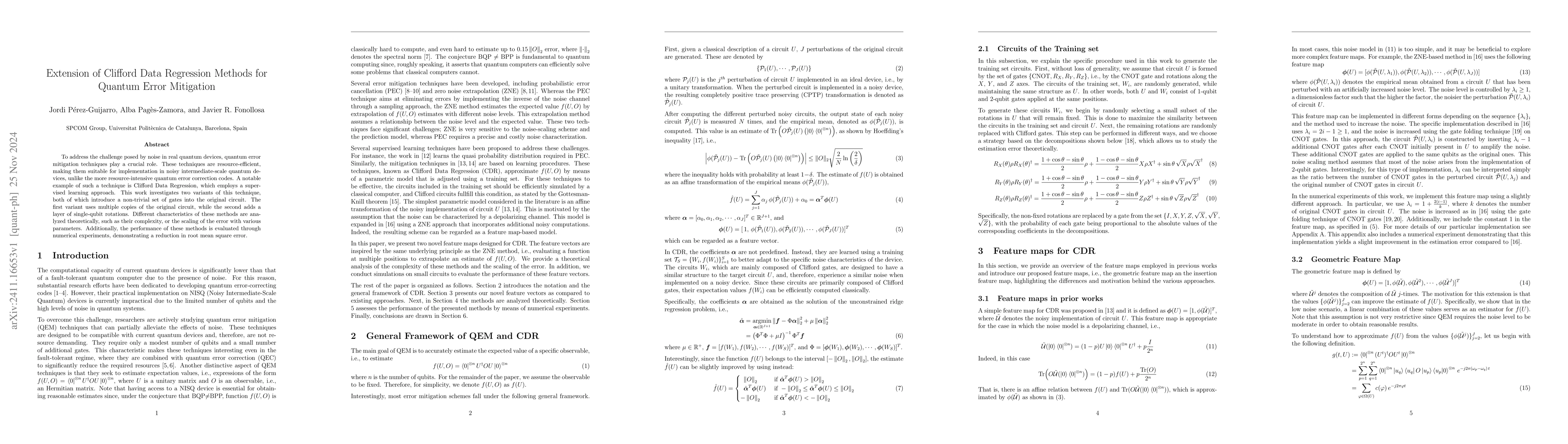 Thumbnail for Extension of Clifford Data Regression Methods for Quantum Error
  Mitigation
