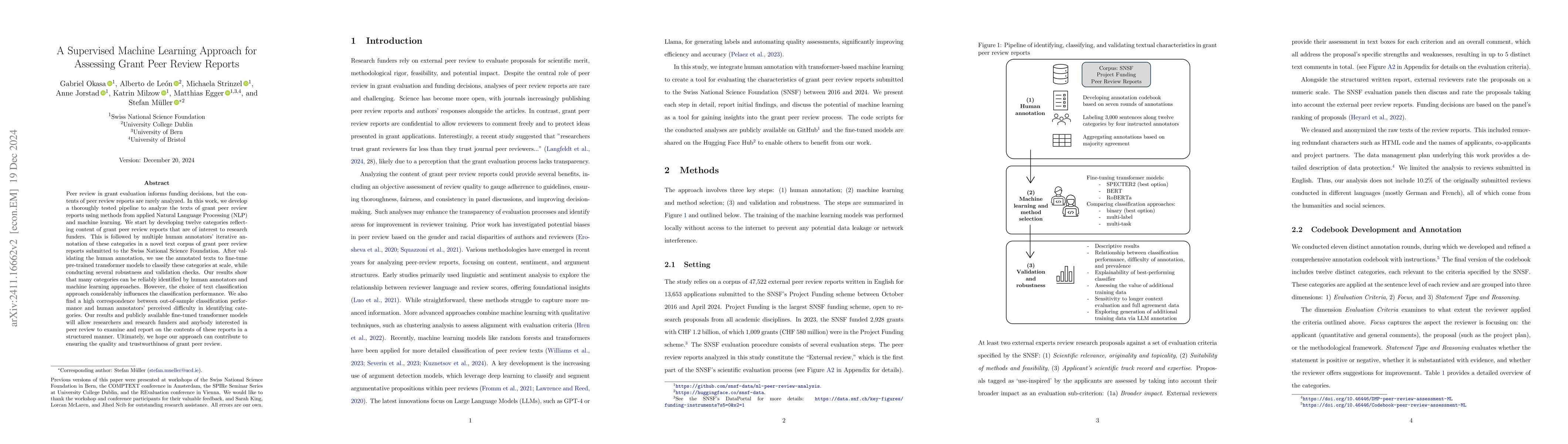 Thumbnail for A Supervised Machine Learning Approach for Assessing Grant Peer Review
  Reports