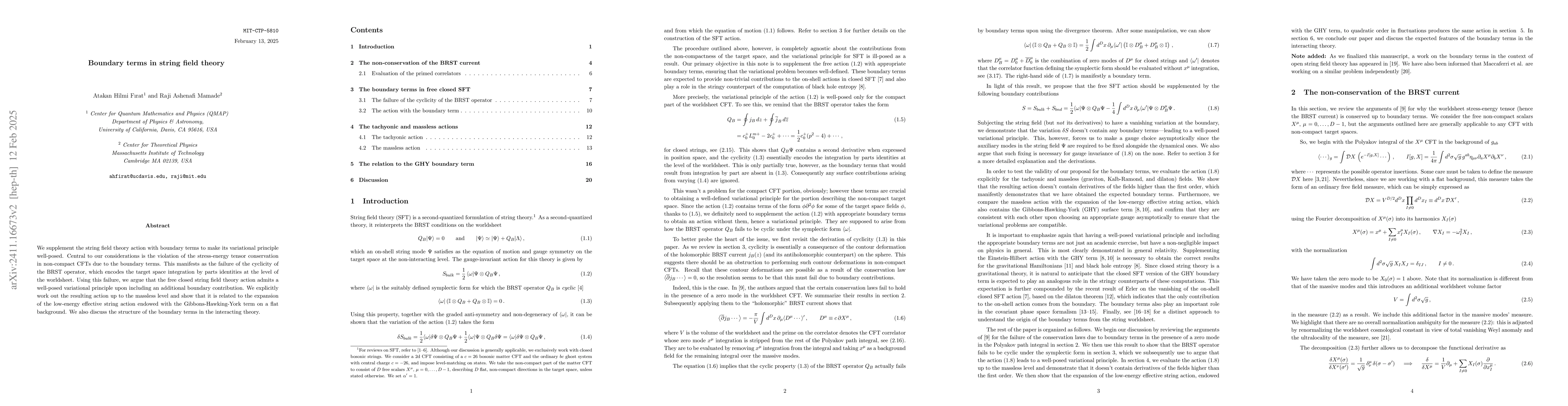 Thumbnail for Boundary terms in string field theory