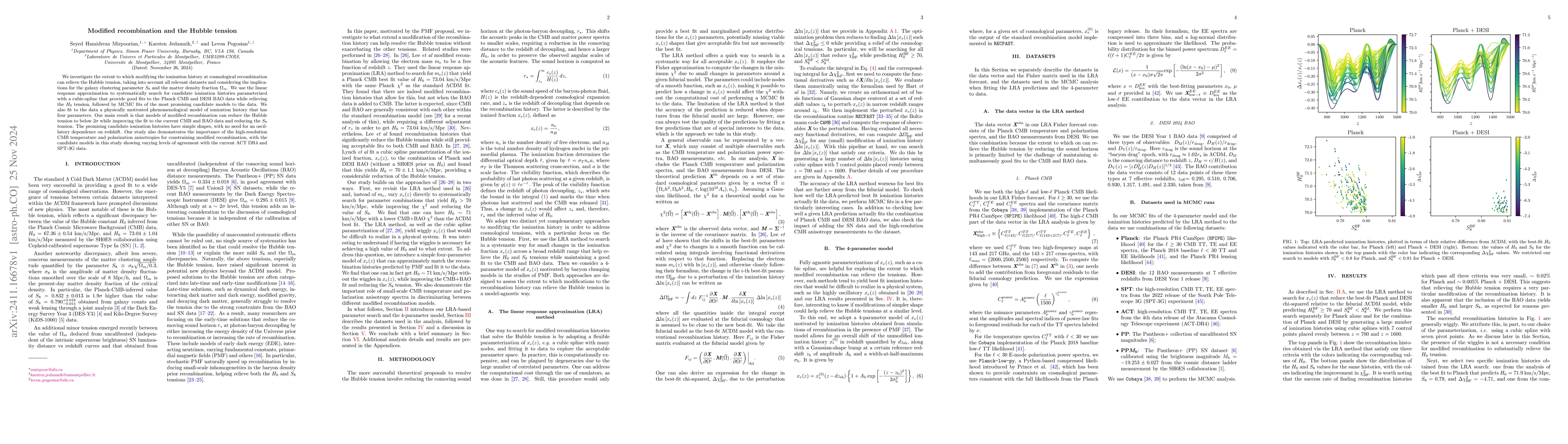 Thumbnail for Modified recombination and the Hubble tension