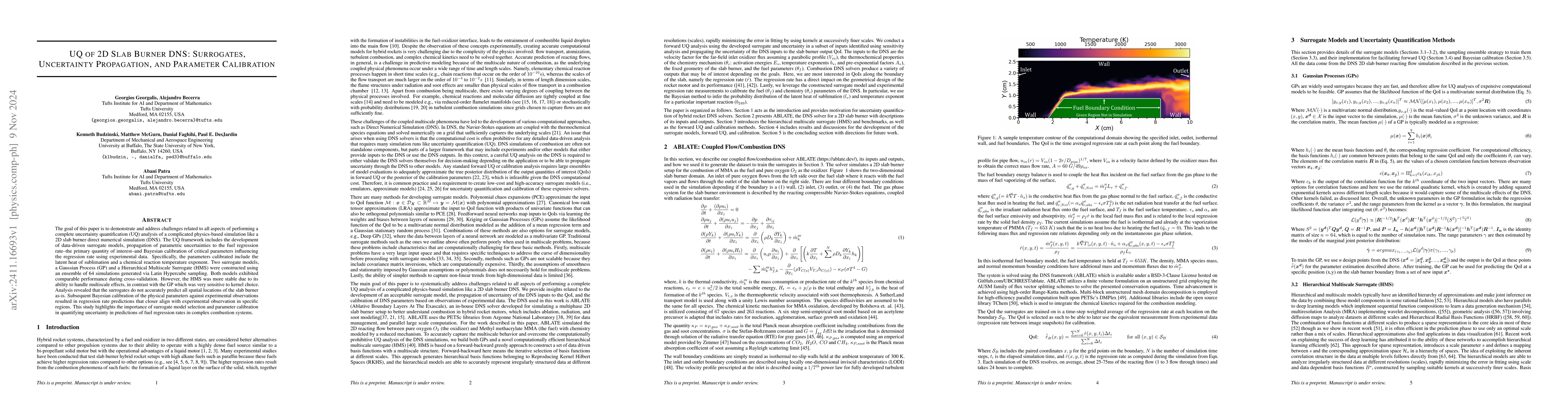 Thumbnail for UQ of 2D Slab Burner DNS: Surrogates, Uncertainty Propagation, and
  Parameter Calibration