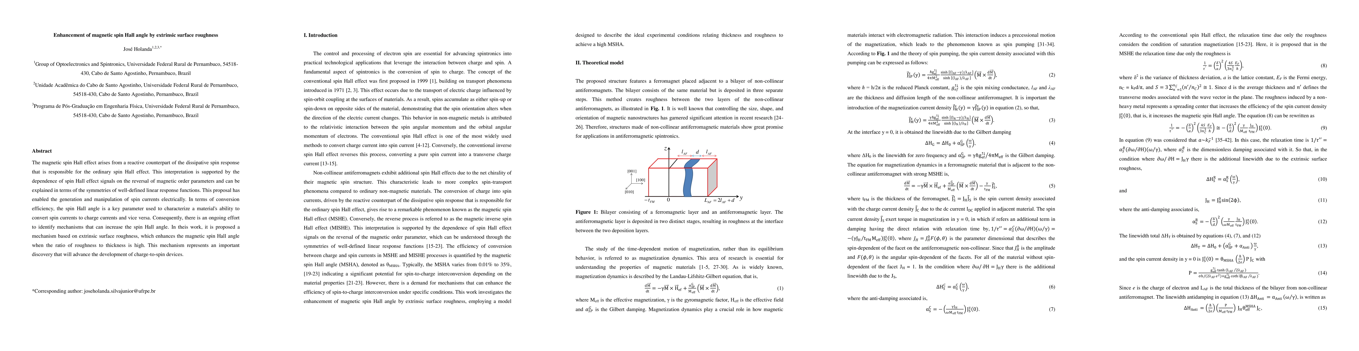 Thumbnail for Enhancement of magnetic spin Hall angle by extrinsic surface roughness