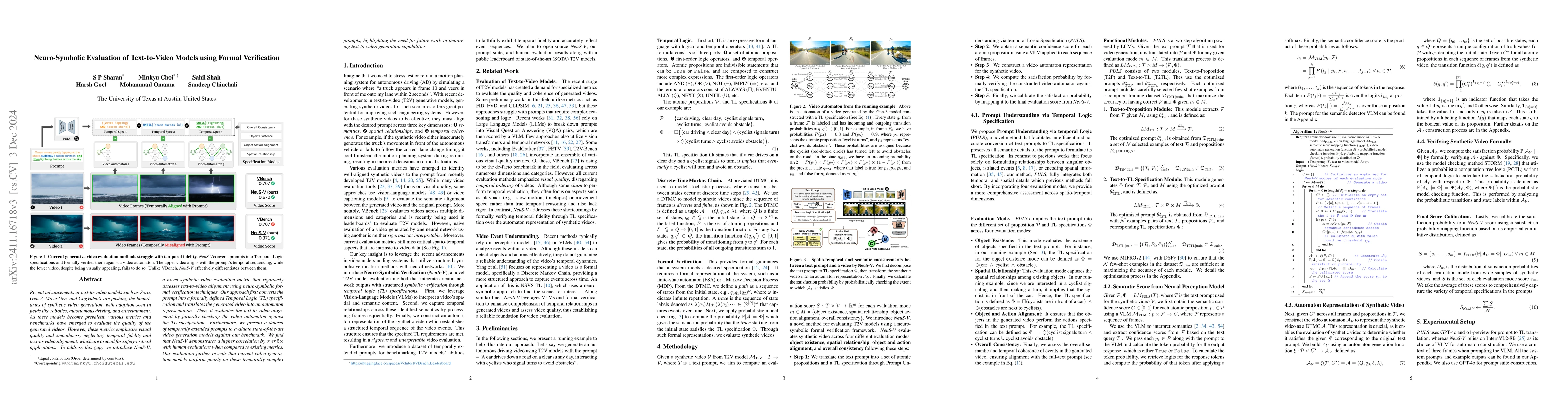 Thumbnail for Neuro-Symbolic Evaluation of Text-to-Video Models using Formalf
  Verification