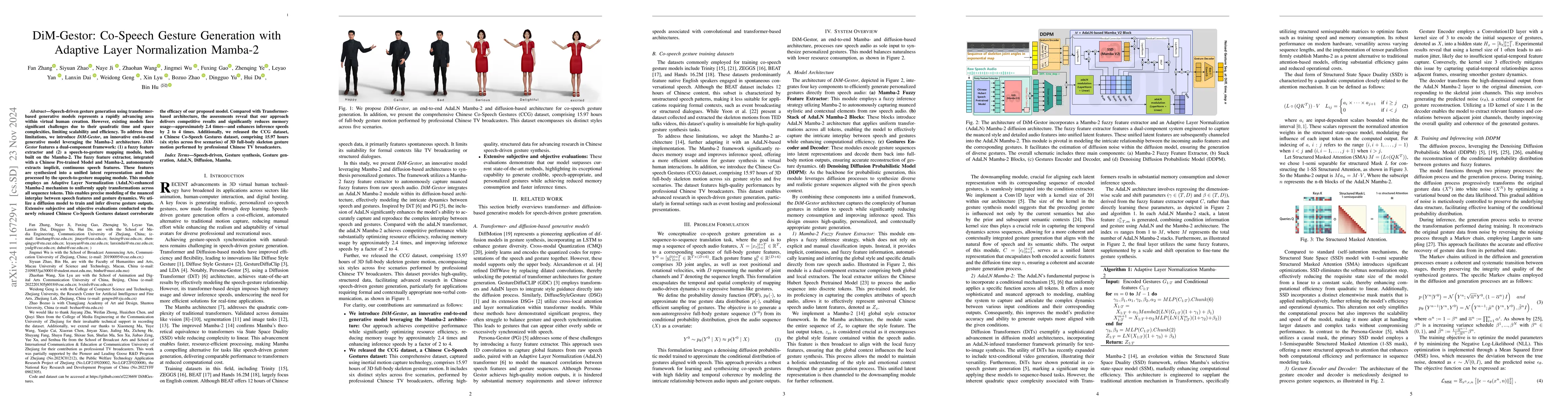 Thumbnail for DiM-Gestor: Co-Speech Gesture Generation with Adaptive Layer
  Normalization Mamba-2